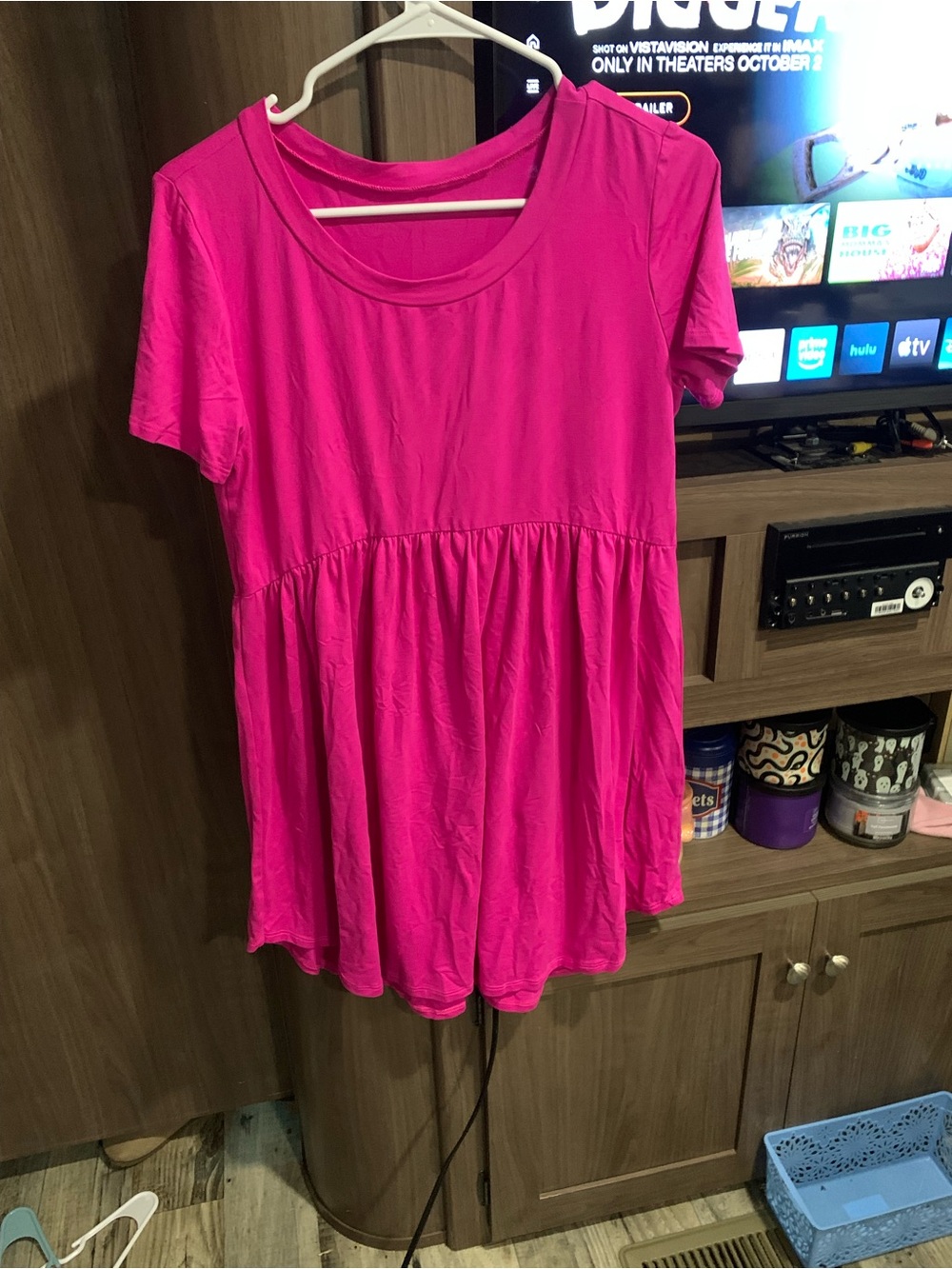 Women’s Short Sleeve Babydoll Top in Hot Pink